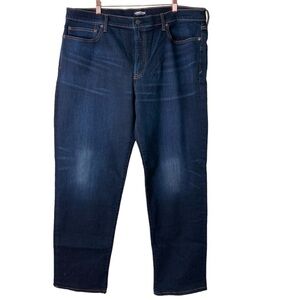 Land's End Traitional Fit Jeans Dark Wash Five Pocket Square Rigger (Size 42)